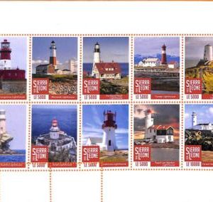 A6995 - SIERRA LEONE, Error, MISPERF MINIATURE SHEET(x10 stamps):Lighthouse