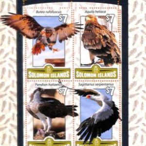 A7004 - SOLOMON ISLANDS, Error, 2016, MISPERF MINIATURE SHEET: Birds of Prey