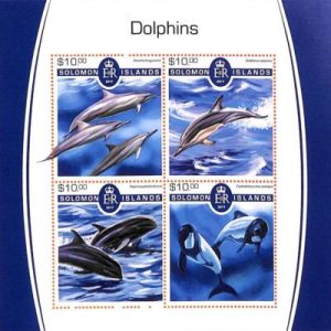 A7012 - SOLOMON ISLANDS, Error, 2017, MISPERF MINIATURE SHEET: Dolphins