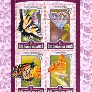 A7005 - SOLOMON ISLANDS, Error, 2016, MISPERF MINIATURE SHEET: Butterflies
