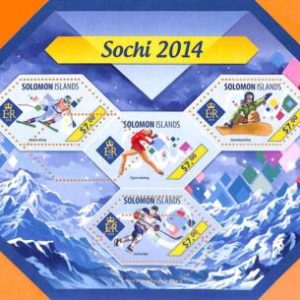 A7032 - SOLOMON ISLANDS, Error, 2014, MISPERF MINIATURE SHEET: Sochi Winter game
