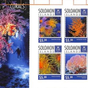 A7029 - SOLOMON ISLANDS, Error, 2014, MISPERF MINIATURE SHEET: Corals, Diving