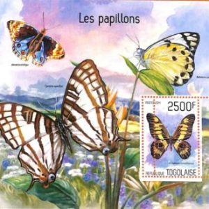 A7044 - TOGO, Error, 2014, MISPERF SOUVENIR SHEET: Butterflies