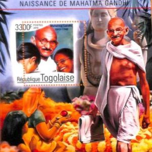 A7082 - TOGO, Error, 2019, MISPERF SOUVENIR SHEET: Mahatma Gandhi
