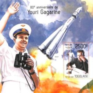 A7061 - TOGO, Error, 2014, MISPERF SOUVENIR SHEET: Space, Youri Gagarine