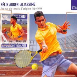 A7067 - TOGO, Error, 2020, MISPERF SOUVENIR SHEET: Felix Auger Aliassime, Tennis