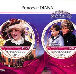 A7175 - TCHAD, Error, 2020, MISPERF MINIATURE SHEET: Princess Diana
