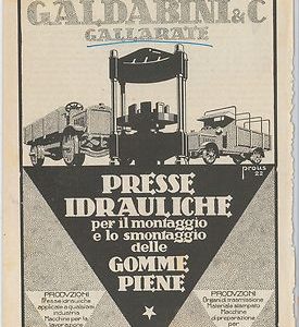55488 - VINTAGE ITALIAN ADVERTISING from MAGAZINE: HYDRAULIC PRESS for TYRE 1923