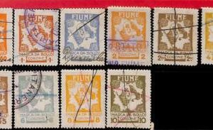 94713a  - ITALY Fiume - STAMPS - Lot of 10  REVENUE stamps NOT CATALOGUED  USED