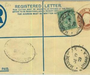 BK0431 - JAMAICA - POSTAL HISTORY - Registered STATIONERY COVER from MANDEVILLE