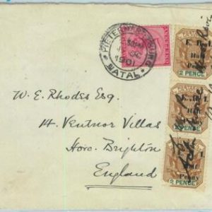 BK0221 - Natal  Transvaal - POSTAL HISTORY Mixed Franking on COVER 1901 Boer War