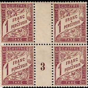 94858b - FRANCE - STAMPS - TIMBRES TAX  Yvert # TT 40 GUTTER with MILLESIME MH