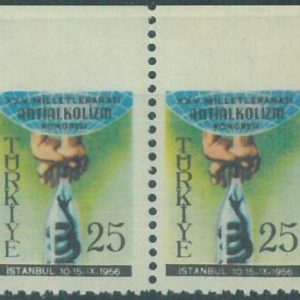 88700 - TURKEY - STAMPS - Pair of stamps with  PERFORATION ERROR: Alcohol Abuse
