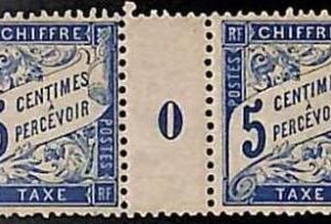 94856bA - FRANCE - STAMPS - TIMBRES TAX  Yvert # TT 28 GUTTER with MILLESIME MNH
