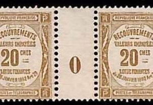94854cB - FRANCE - STAMPS - TIMBRES TAX  Yvert # TT 45 GUTTER with MILLESIME  MH