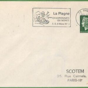 af3743 - FRANCE - POSTAL HISTORY -  Special Postmark - SKIING toboggan sled 1960