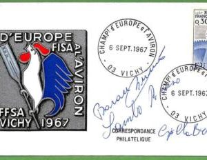 af3742 - FRANCE - Postal history ROWING Championship ITALIAN TEAM signature 1967
