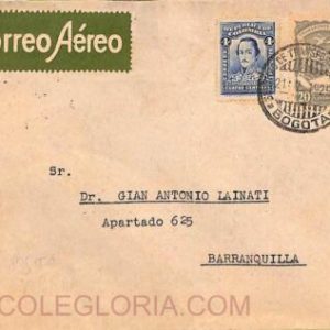 ad6199 -  COLOMBIA -  Postal History - AIRMAIL COVER from BOGOTA to BARRANQUILLA