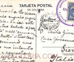 ad6197 -  COLOMBIA -  Postal History - POSTCARD to ITALY  1923
