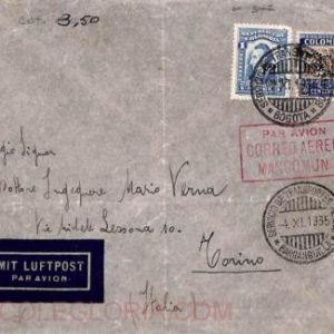 ad6202 - COLOMBIA - Postal History - AIRMAIL COVER to ITALY 1935 Coffee