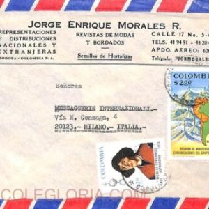 ad6203 - COLOMBIA - Postal History - AIRMAIL COVER to ITALY 1974 Space MOUNTAINS