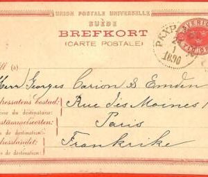 aa1805  - SWEDEN - Postal History -  STATIONERY  CARD to FRANCE  1890