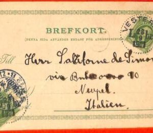 aa1816 - SWEDEN - Postal History - POSTCARD from VESTERAS  to ITALY  1901