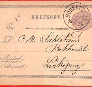 aa1819 - SWEDEN - Postal History  STATIONERY CARD from SODERTELLE 1879
