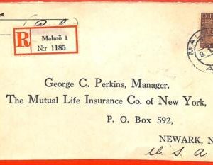 aa1821 - SWEDEN - Postal History - REGISTERED COVER to the USA 1934
