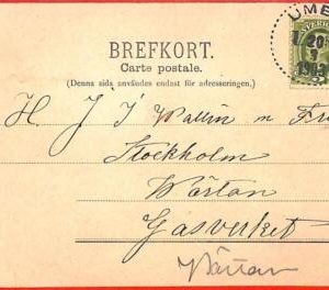 aa1827  - SWEDEN - Postal History - POSTCARD from UMEA  1903
