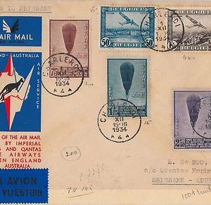 46666 - Belgium -1st FLIGHT COVER - LONDON/BRISBALE via IMPERIAL AIRWAYS 1934