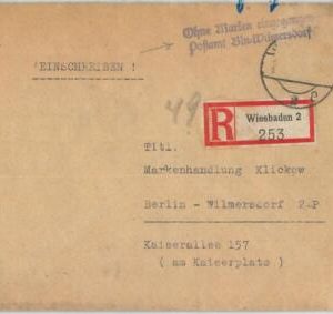 69956 - GERMANY Reich - POSTAL HISTORY - REGISTERED COVER 1947 - NICE!