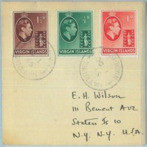 83460 -  VIRGIN Island  - POSTAL HISTORY  -  COVER  to USA 1945 from ROAD TOWN