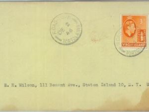 83458 -  VIRGIN Island  - POSTAL HISTORY  -  COVER  to USA 1946 from ROAD TOWN