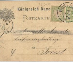 69950 - GERMANY: Bayern - POSTAL HISTORY - Stationery Card to ITALY Triest 1884