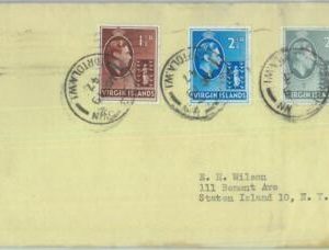 83436 -  VIRGIN Island  - POSTAL HISTORY  -  COVER  to USA 1947 from ROAD TOWN