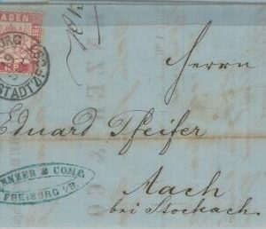 77520 - GERMANY Baden - POSTAL HISTORY -   COVER from FREIBURG 1871