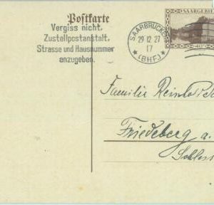 85222 - GERMANY  SAAR  - Postal History - Postal Stationery Card 1927