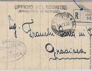 ITALIA REGNO / Slovenia -  BUSTA RACCOMANDATA in FRANCHIGGIA - Aidussina 1924