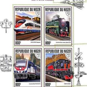 A9199 - NIGER - ERROR MISPERF Stamp Sheet -  2017 - TRANSPORT, Trains