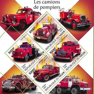 A9200 - NIGER - ERROR MISPERF Stamp Sheet -  2022 - TRANSPORT, Fire Trucks