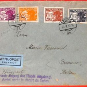 aa0411 -  AUSTRIA - Postal History - AIRMAIL COVER  to ITALY  1933