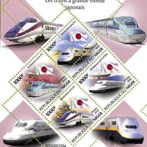 A9195 - NIGER - ERROR MISPERF Stamp Sheet -  2022 - TRANSPORT, Trains