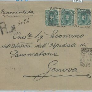 82487 - REGNO Umberto - STORIA POSTALE -  BUSTA Raccomandata da GENOVA  1895