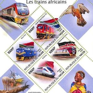 A9197 - NIGER - ERROR MISPERF Stamp Sheet -  2022 - TRANSPORT, Trains