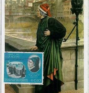 37210 - PARAGUAY - MAXIMUM CARD: Dante Alighieri LITTERATUTE - 1966 #2