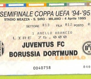 C2810- Vecchio BIGLIETTO PARTITA CALCIO 1994-95 JUVENTUS VS BORUSSIA DORTMUND