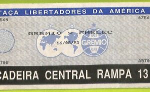 C2826- Vecchio BIGLIETTO PARTITA CALCIO 1995 GREMIO VS EMELEC