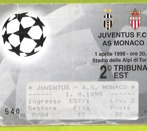 C2830- Vecchio BIGLIETTO PARTITA CALCIO 1998 JUVENTUS VS MONACO
