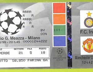 C2833- Vecchio BIGLIETTO PARTITA CALCIO 1999 INTER VS MANCHESTER UNITED